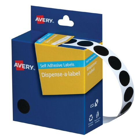 Avery Black Dispenser Dot Stickers 14mm diameter 1050 Labels ...