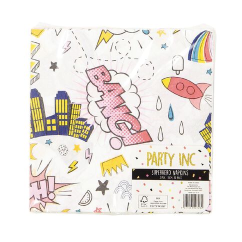 Party Inc Superhero Napkins 2-ply 33cm x 33cm 20 Pack