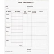 WS Time Sheets 50 Sheets 200mm x 240mm