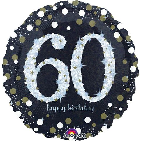 Anagram Holo Sparkling Birthday 60 Foil Balloon Standard 17in