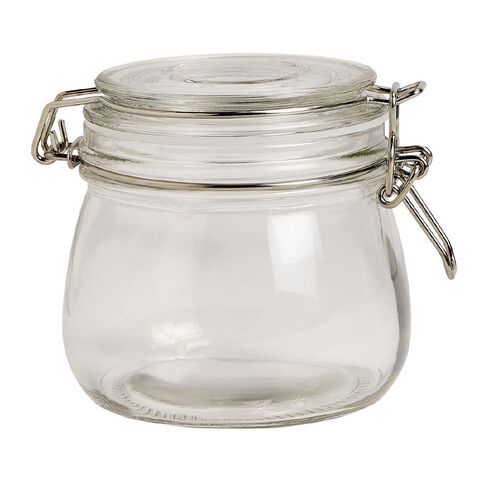 Living & Co Round Glass Clip Top Jar Clear 450ml