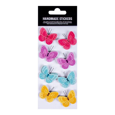Handmade Sticker Glamorous Butterflies Citrus Orchid 8pc