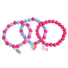 Kids' Heart Pony Smoothie Elasticated Bracelet Set - 3 Piece