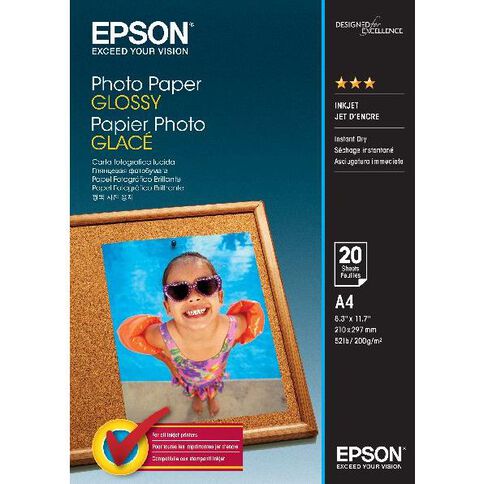 Epson Photo Paper So42538 Glossy 200gsm A4 20 Pack