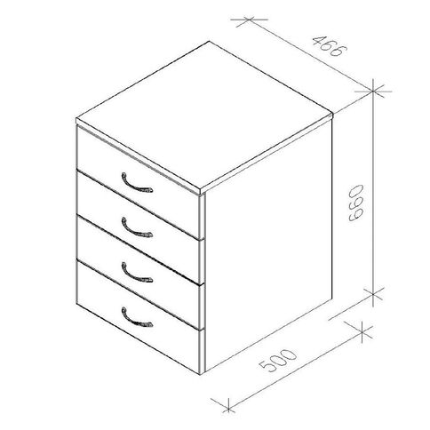 4 Drawer Mobile Ply Finish No Lock