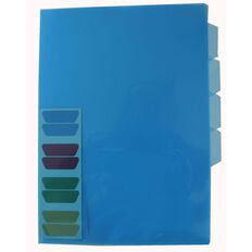 Office Supply Co File L-Shaped Pockets 4 Tab Indexed Single Blue