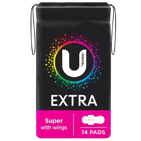 U By Kotex Super Wings Maxi Pads 14 Pack