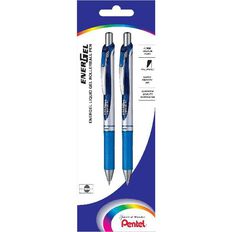 Pentel EnerGel RTX Liquid Gel Pen 0.7mm Blue 2 Pack