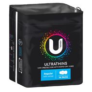 U By Kotex Regular Ultra Thin Wings Pads 14 Pack