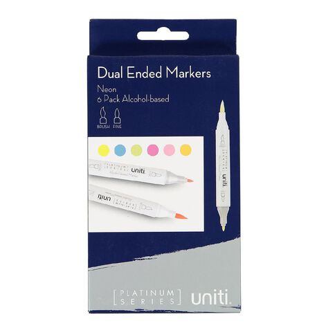 Uniti Dual Ended Markers Neon 6 Pack