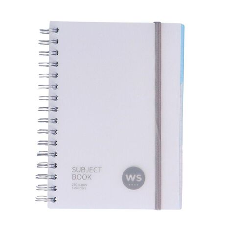 WS Subject Book with 3 Dividers 7mm Ruled White A5