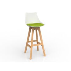 Luna White Avacado Oak Base Barstool Green Mid