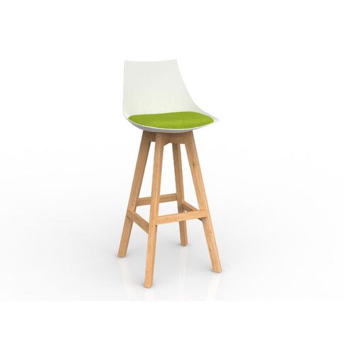 Luna White Avacado Oak Base Barstool Green Mid