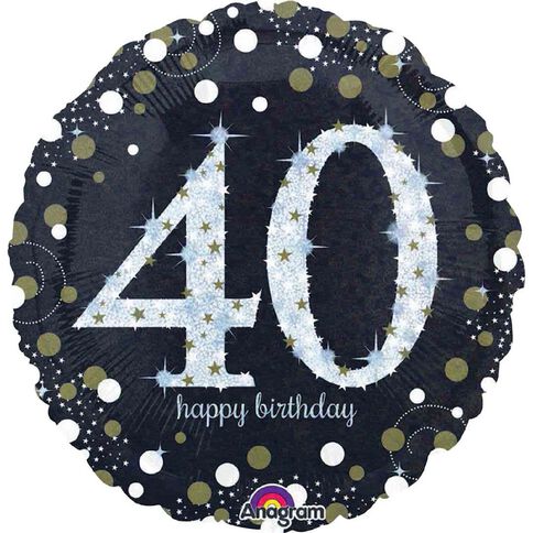 Anagram Holo Sparkling Birthday 40 Foil Balloon Standard 17in