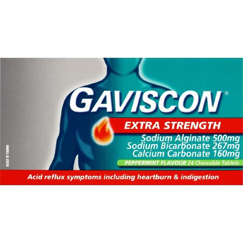 Gaviscon Extra Strength Peppermint Tablets 500mg 24 Pack