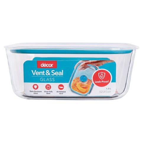 Decor Vent & Seal Glass Oblong Clear 1L