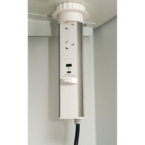 Jasper J Desk Pop Top Electrical Outlet With Two Std Plugs & Usb-a/usb-c