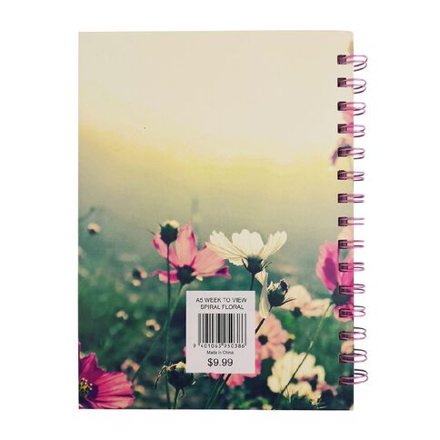 Diary 2022 Week To View Spiral Floral Multi-Coloured A5