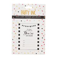 Party Inc Black & White Stripe Invitations with Envelopes 8 Pack