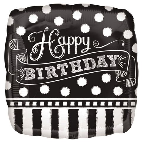Anagram Black & White Chalkboard Birthday Foil Balloon Standard 17 Inch