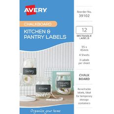 Avery Chalkboard Handwritable Storage Labels 95mm x 45mm 12 Labels