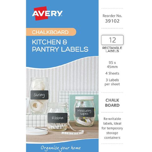 Avery Chalkboard Handwritable Storage Labels 95mm x 45mm 12 Labels