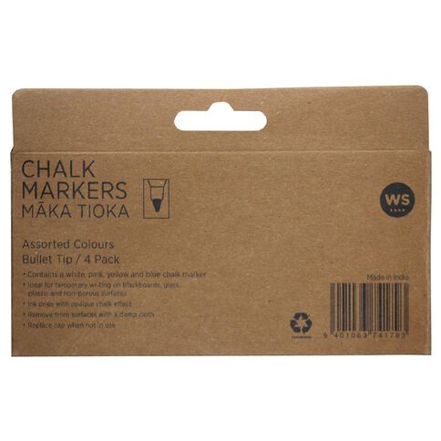 WS Chalk Marker Assorted 4 Pack Assorted 4 Pack