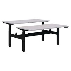 Quick Ship Premium Electric Back 2 Back Desk Black/Silver 1800x800