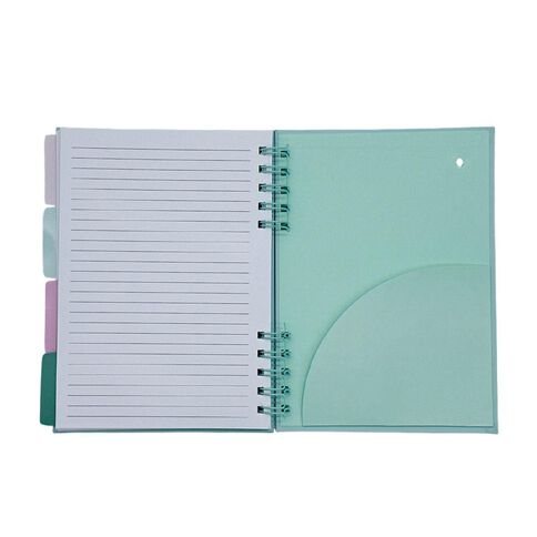 Uniti Clubhouse Hardcover Notebook With Tabs Cherry Green Light