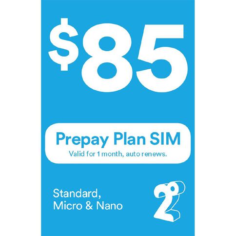2degrees $85 Monthly Prepay Plan SIM