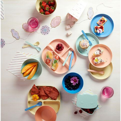 Living & Co Kids Bamboo Mix Bowl Plate Multi-Coloured 4 Pack