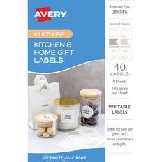 Avery Write-on Kitchen/Home Organisation Assorted Shapes Label Neutrals