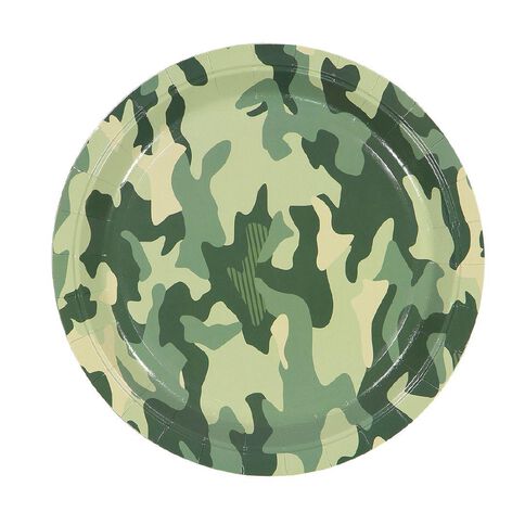 Party Inc Camo Paper Plates 23cm Green Mid 8 Pack
