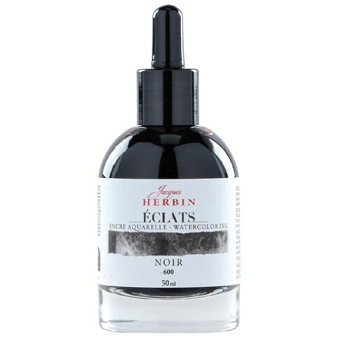 Jacques Herbin Eclats Watercolour Ink 600 50ml Black Black