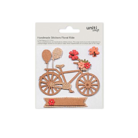 Handmade Kraft & Burlap Embellishment Floral Ride 6pc