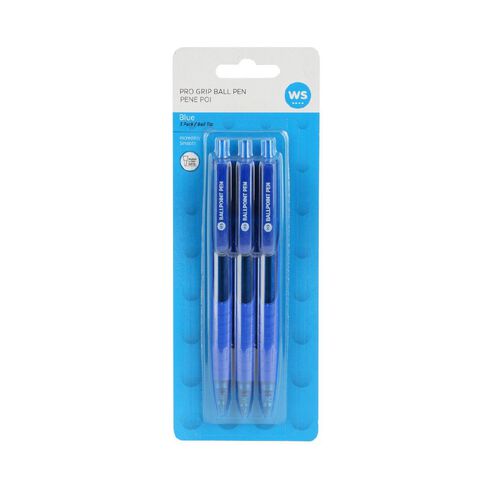 WS Pro-Grip Ball Pens 3 Pack Blue