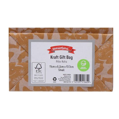 Wonderland Kraft Gift Bag Assorted Small