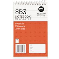 WS Exercise Book 8B3 7mm Ruled 50 Leaf Wiro Red Mid