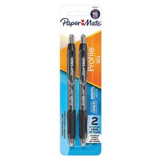 Paper Mate Profile Retractable 0.7mm Gel Pens Black 2 Pack
