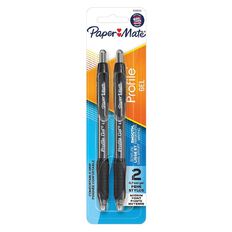 Paper Mate Profile Retractable 0.7mm Gel Pens Black 2 Pack