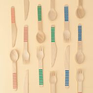 SURV. Wooden Printed Cutlery Set Multi-Coloured 18 Pack
