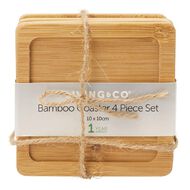 Living & Co Bamboo Coaster Square 4 Pack