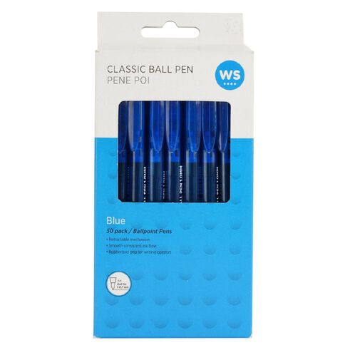 WS Classic Ball Pens 50 Pack Blue