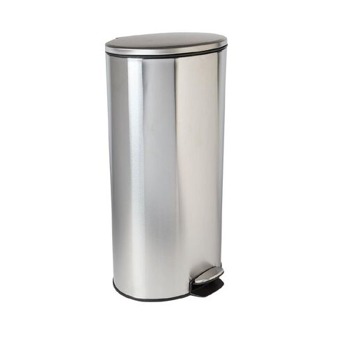 Living & Co Oval Pedal Bin Soft Close Stainless Steel 30L