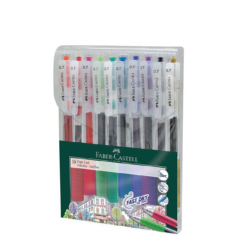 Faber-Castell Fast 0.7mm Rollerball Gel Pens 10 Pack Assorted