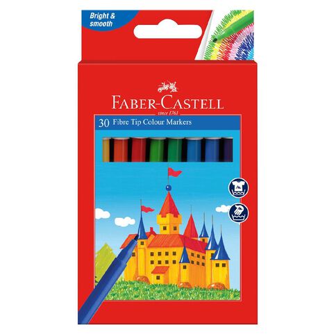 Faber-Castell Fibre Tip Pens Multi-Coloured 30 Pack