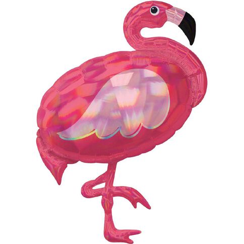 Anagram Holo Irid Pink Flamingo Foil Balloon Supershape 28in Pink Mid