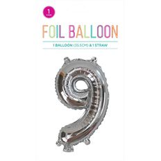 Hoorah Foil Balloon #9 Silver 35cm