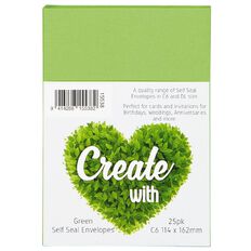 Create With C6 Envelopes 25 Pack Green