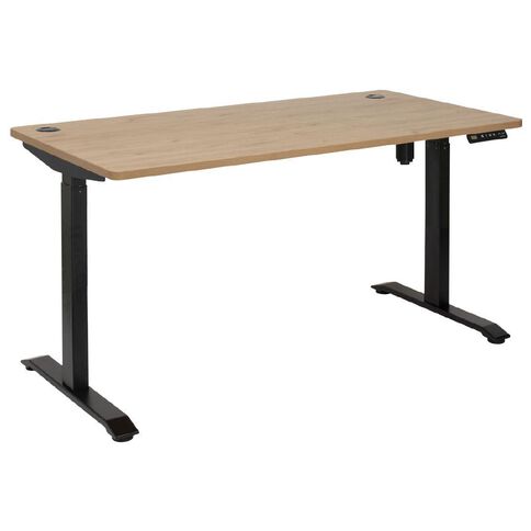 Jasper J Emerge Single Motor HA Desk 1800x800 Pacific Oak Top Black Base
